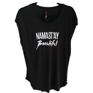 Betsy Johnson Namaste Beautiful Black Mustcle Tee